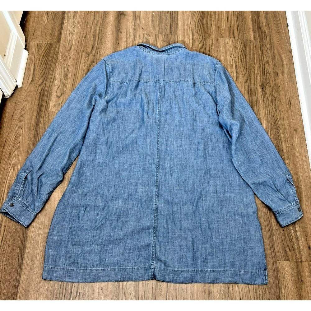 NWT J. Jill Chambray Tunic Top XLT Blue Button Front/Pullover Long‎ Sleeve - Picture 3 of 9